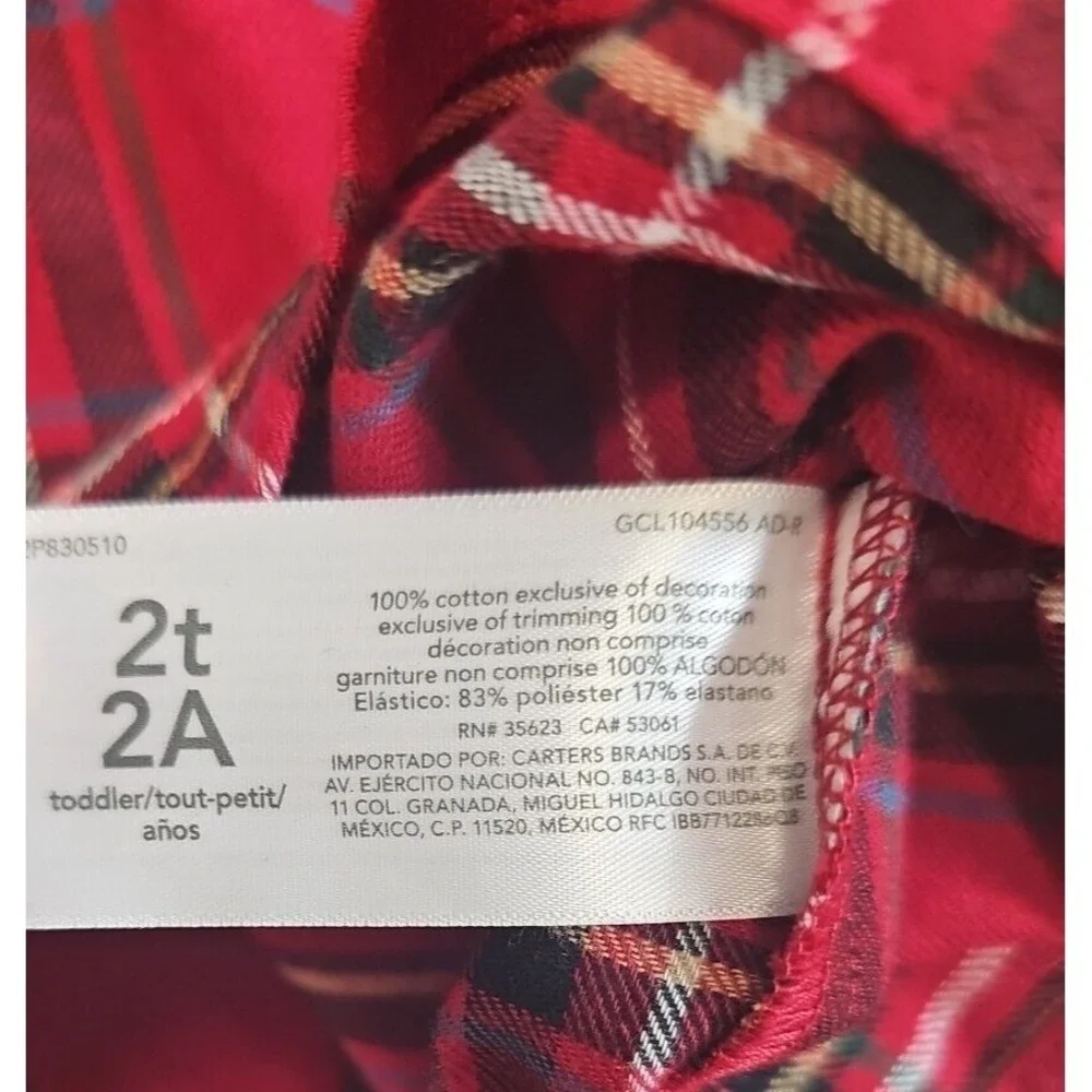 🎄 Carter's Toddler Christmas Holiday Plaid Top & Leggings Set 2T NWT‎